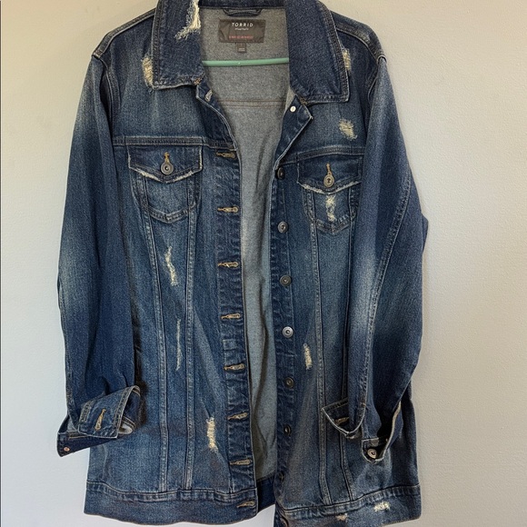 torrid Jackets & Blazers - Torrid Blue Distressed Jean Jacket